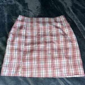 Pink plaid mini skirt